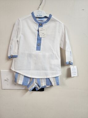 baby boy outfitlinen baby setsummer baby clotheseaster outfit boyblue white 3mon